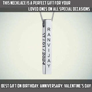 Personalized Bar Pendant Silver (Name on all 4 Sides)