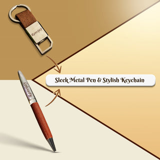 Luxury Personalized Gift Set – Leather Diary, Engraved Pen, Stylish Keychain & Cardholder with Employee Name.