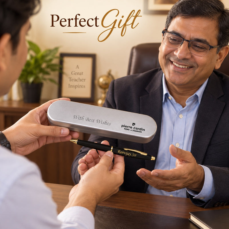 Customized Pen with Name Engraved & Message on Box | Personalized Premium Black Roller Pen Gift for Men and Women
