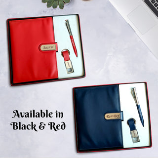 Personalized Leather Diary Gift Set – Magnetic Diary with Engraved Pen & Keychain,