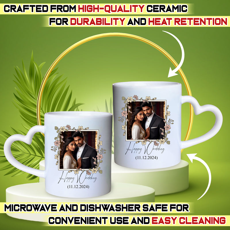 Custom Couple Coffee Mugs Set  With Your Favorite Photo, Name or Date.