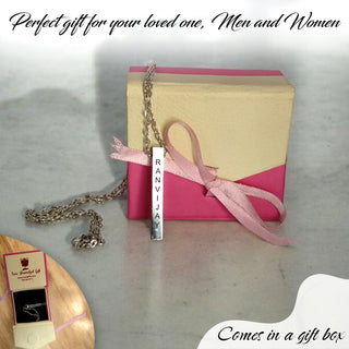 Personalized Bar Pendant Silver (Name on all 4 Sides)