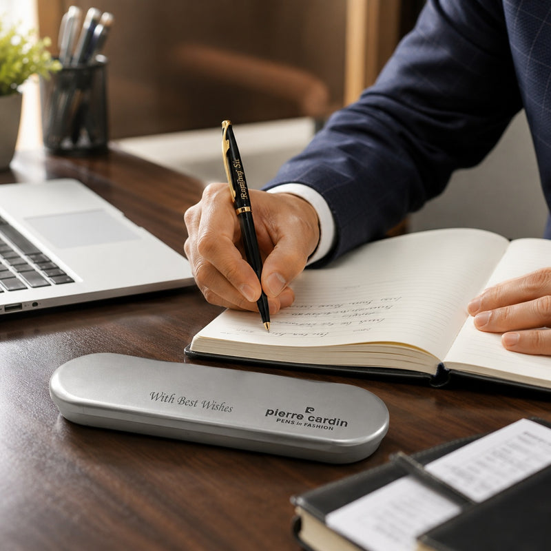 Customized Black Roller Pen with Name Engraved & Message on Box