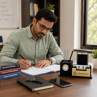 Teacher's Custom Gift Set with Customized Pen with Pen Stand with Name Engraved. Teacher Gift Set for Teachers Day