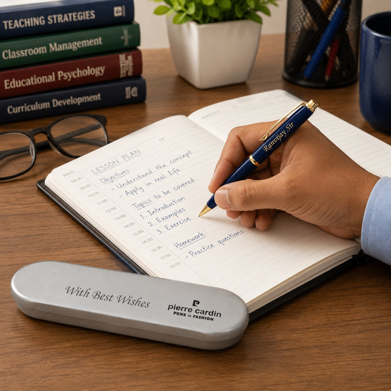 Customized Pen with Name Engraved & Message Engraved on Box | Personalized Blue Ball Pen Gift for Men & Women