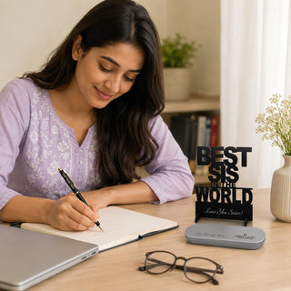 Customized Pen with Name Engraved & Best Sis Acrylic Stand