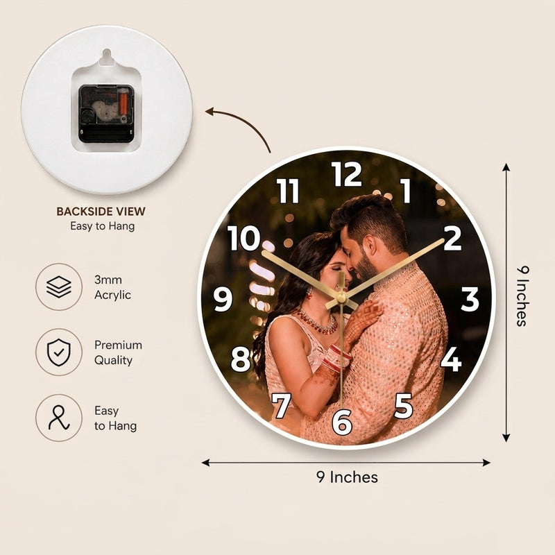 Customized Acrylic Photo Printed Wall Clock.