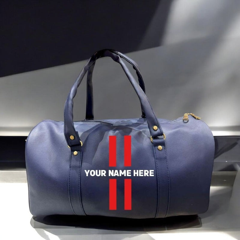 Premium Leather Duffle Bag with Name – Ideal for Gym, Travel & Camping.