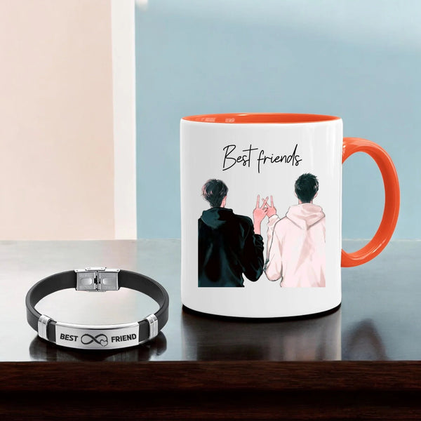 Male Friendship Day Gift Combo- Mug & Bracelet.