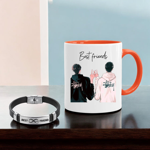 Male Friendship Day Gift Combo- Mug & Bracelet.