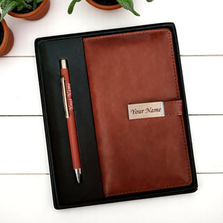 Personalized Leather Diary & Engraved Pen Set