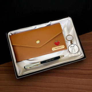 Personalized Pen, Keychain & Clutch Combo with Engraved Name – Gift for Women