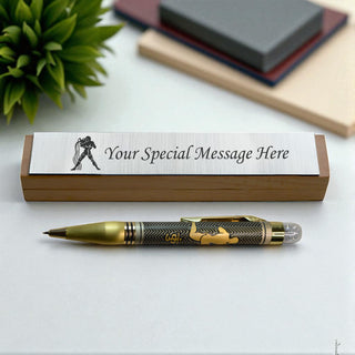 Personalized Zodiac Sign Engraved Metal Ball Rashi Pen.