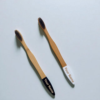 Bamboo Toothbrush set with Name Engraved.