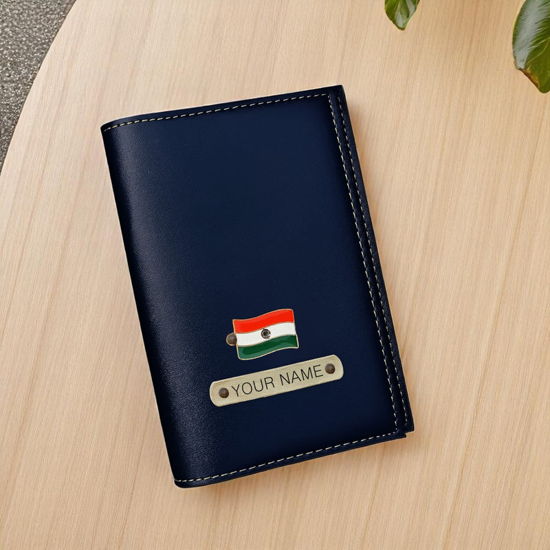 Leather Passport Cover with Name and Metal Charm.