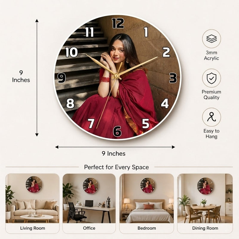 Customized Acrylic Photo Printed Wall Clock.