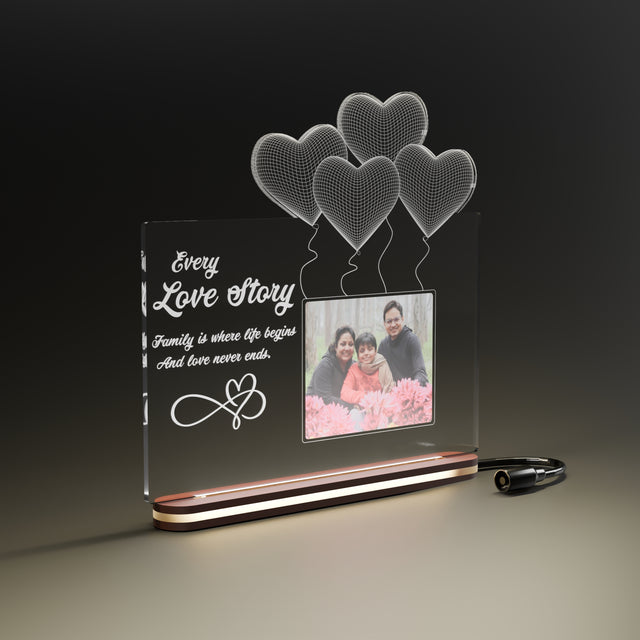 Acrylic LED Photo Frame with Unique Design – Best Gift for Couples on Valentine’s, Anniversary & Wedding.