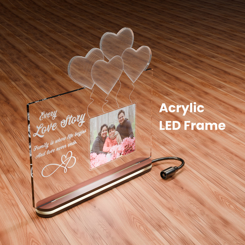 Acrylic LED Photo Frame with Unique Design – Best Gift for Couples on Valentine’s, Anniversary & Wedding.