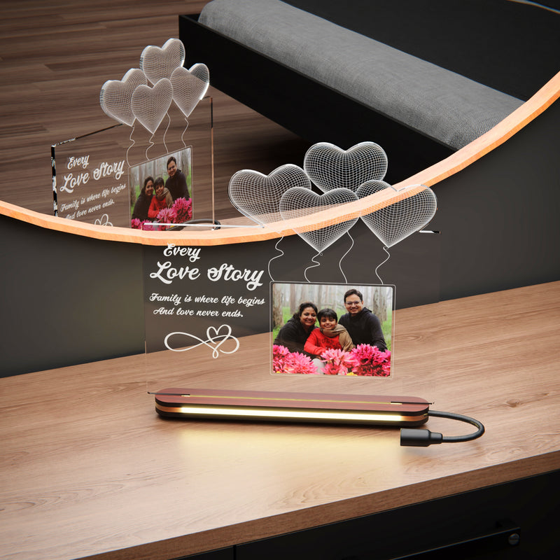 Acrylic LED Photo Frame with Unique Design – Best Gift for Couples on Valentine’s, Anniversary & Wedding.