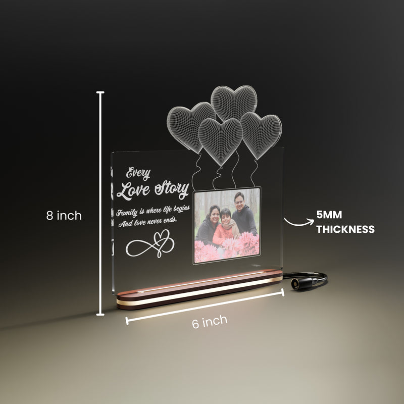 Acrylic LED Photo Frame with Unique Design – Best Gift for Couples on Valentine’s, Anniversary & Wedding.