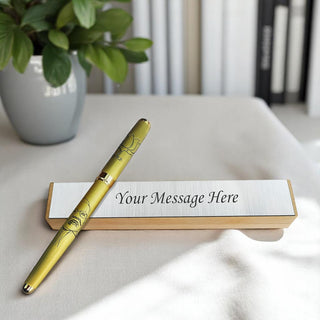 Gold Plated Engraved Narendra Modi Ji Pen with Wooden Box.