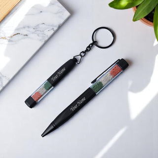 Indian Flag-Themed Custom Pen & Keychain.