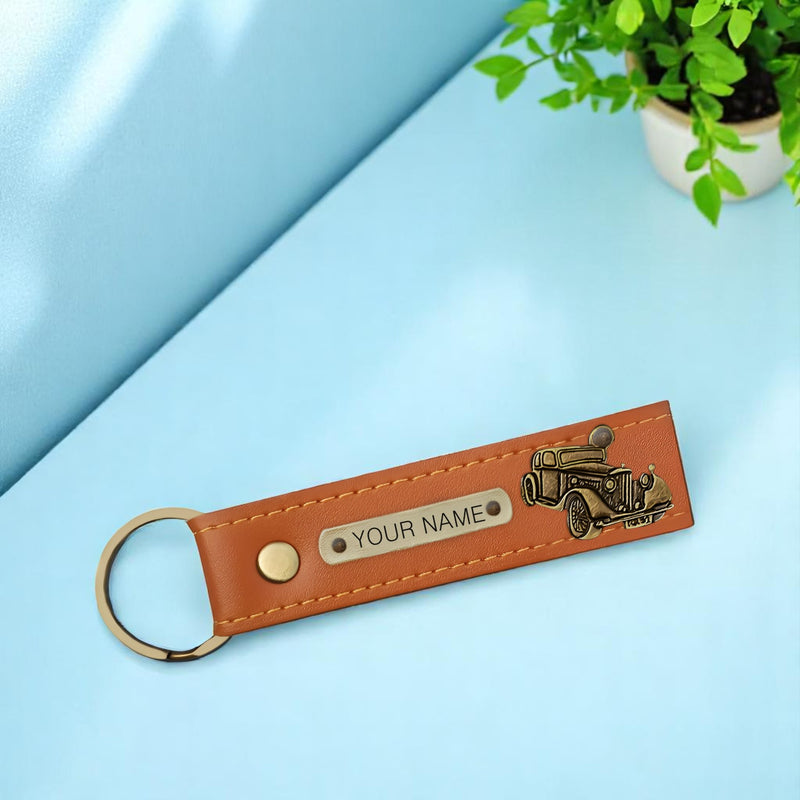 Personalized Leather Keychain with Hook & Charm