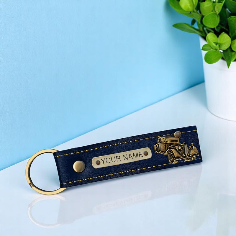 Personalized Leather Keychain with Hook & Charm