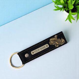 Personalized Leather Keychain with Hook & Charm