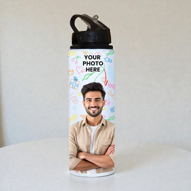 Customized Photo Printed 750 ML Aluminum Bottle for Men
