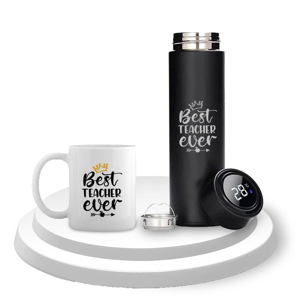 Elegant Teacher Gift Combo: Customized Bottle & Coffee Mug