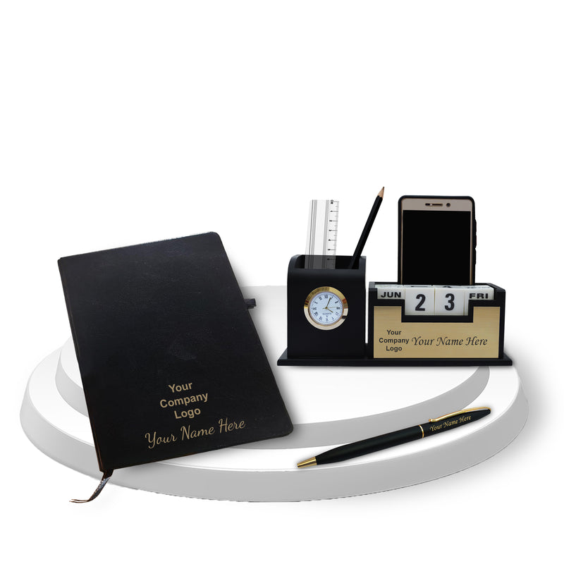 Custom Executive Desk Set - Pen, Pen Stand &  Diary with logo