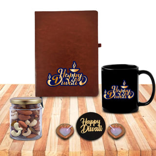 Diwali Combo - Black Coffee Mug & Leather Diary.