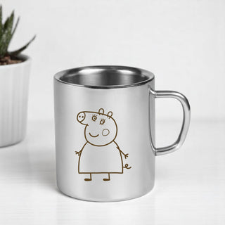 Stainless Steel Kids Mug – Custom Cartoon Character Engraved