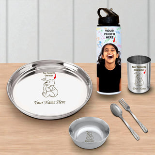 Personalized Kids Plate & Bottle Set For Kids.
