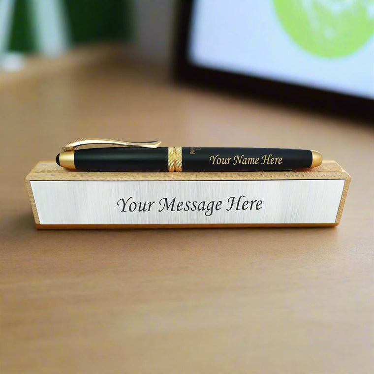 Personalized Golden Leaf Pen with Custom Message Box.