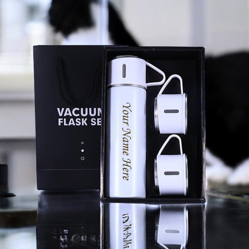 Personalized Stainless Steel Vacuum Flask with 3 Cups