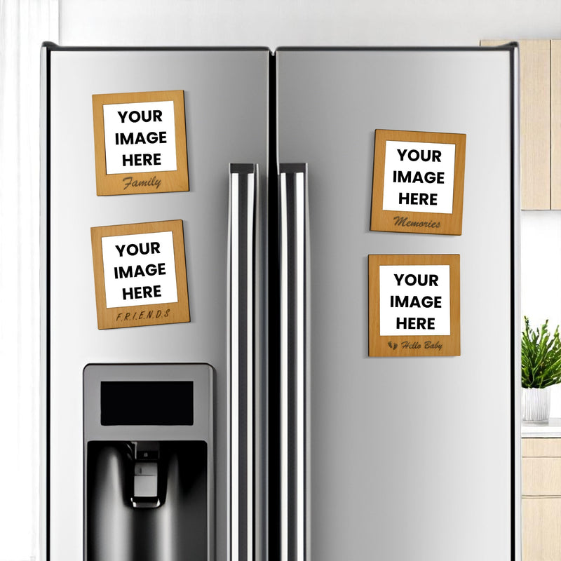Personalized Wooden Fridge Magnets with Photos – Set of 4
