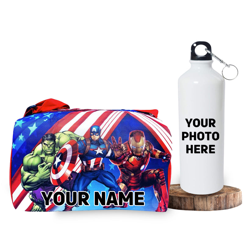 Kid's Duffle Bag & Bottle Combo Set with Child's Name Printed