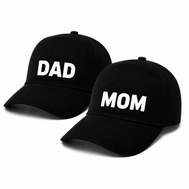 Premium Mom Dad Caps Set of 2 – Cotton Couple Hats for Parents