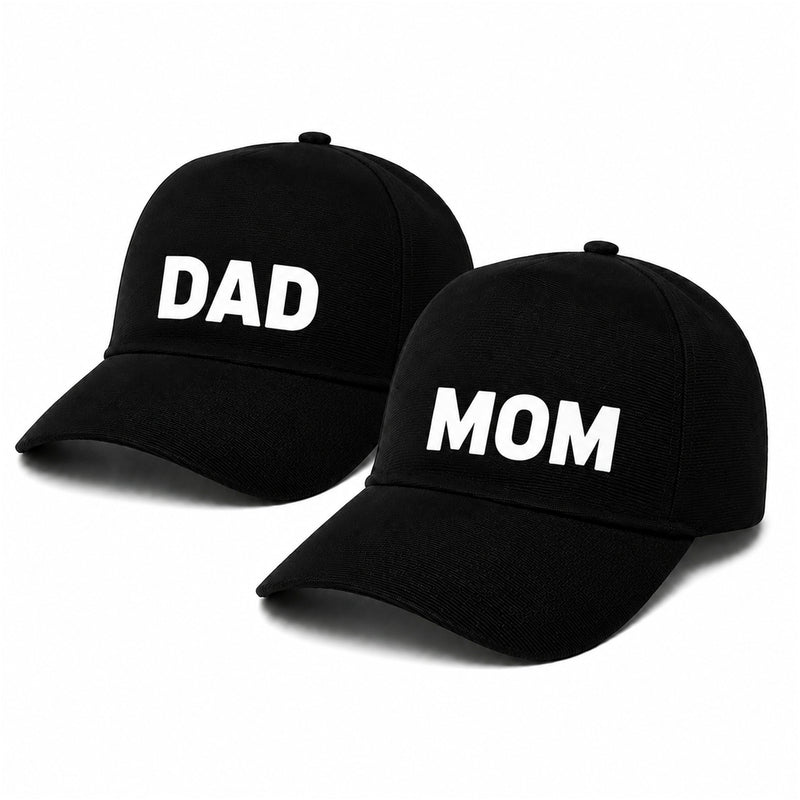 Premium Mom Dad Caps Set of 2 – Cotton Couple Hats for Parents