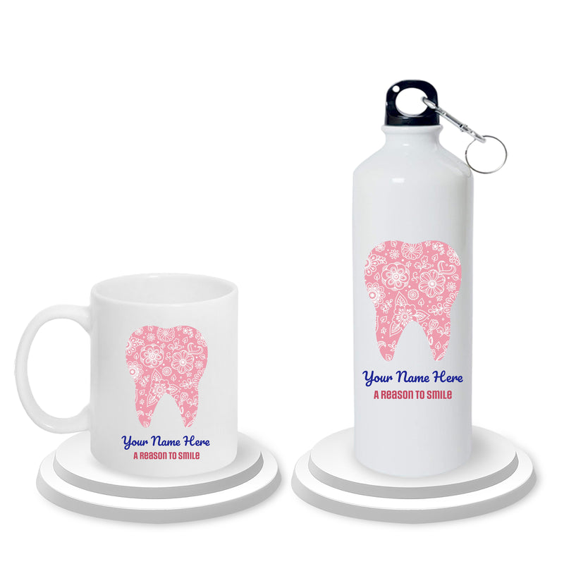 Doctor Gift Set –Custom Name Water Bottle & Ceramic Mug with Doctor Themed Design.