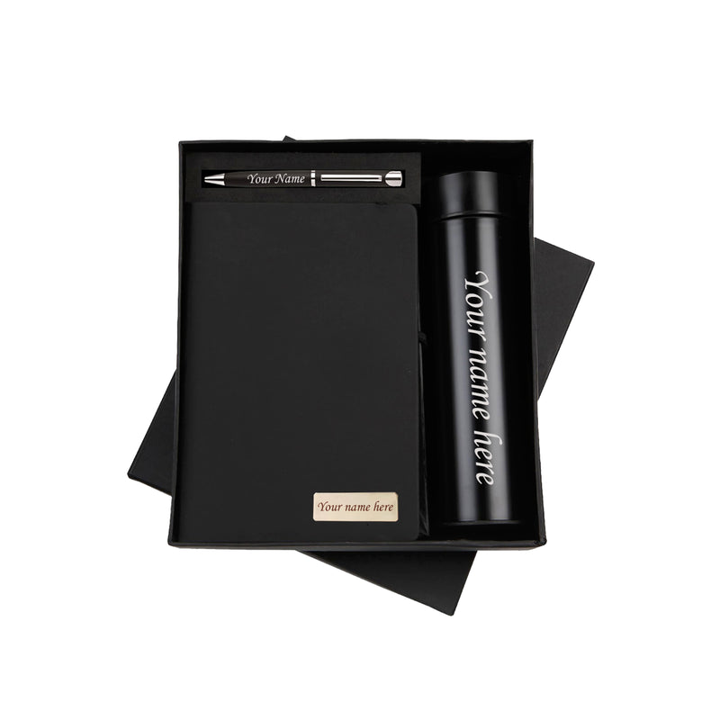 Custom Engraved Diary, Pen & Bottle Gift Set.