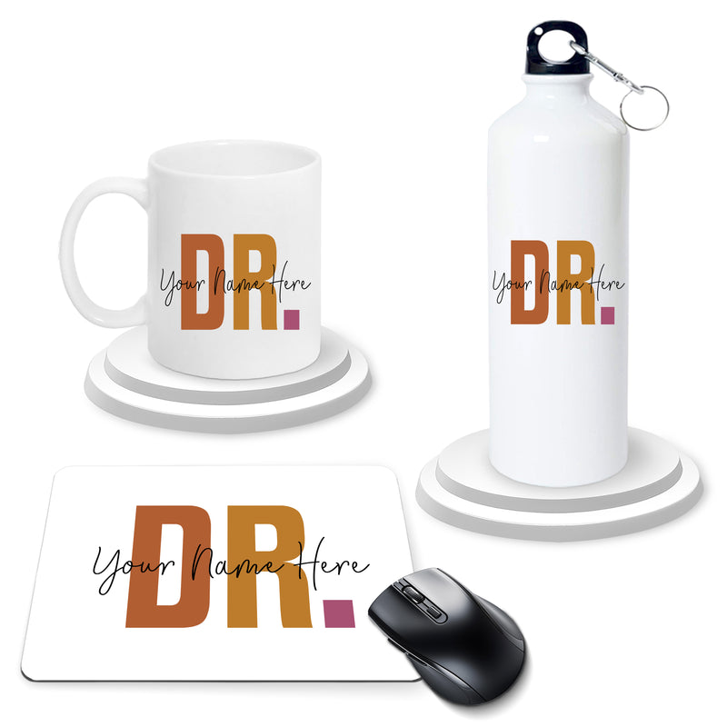 Doctor Gift Set – Printed Bottle, Mug & Mouse Pad with Doctor-Themed Design & Name.