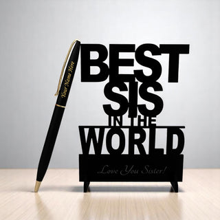 Personalized Black Slim pen with name & Acrylic Stand