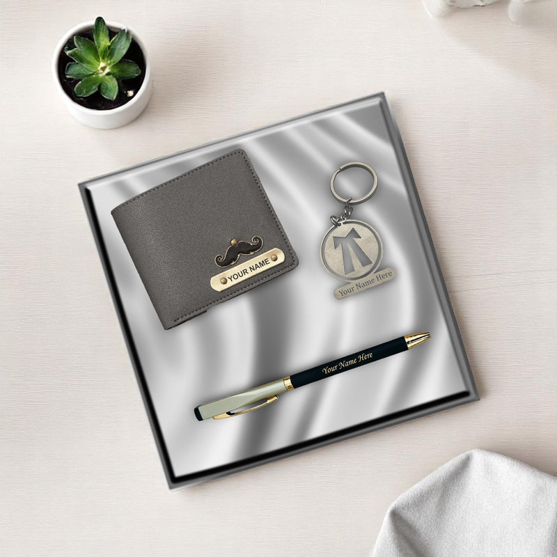 Personalized Wallet, Pen & Keychain Combo – Perfect Gift for Him