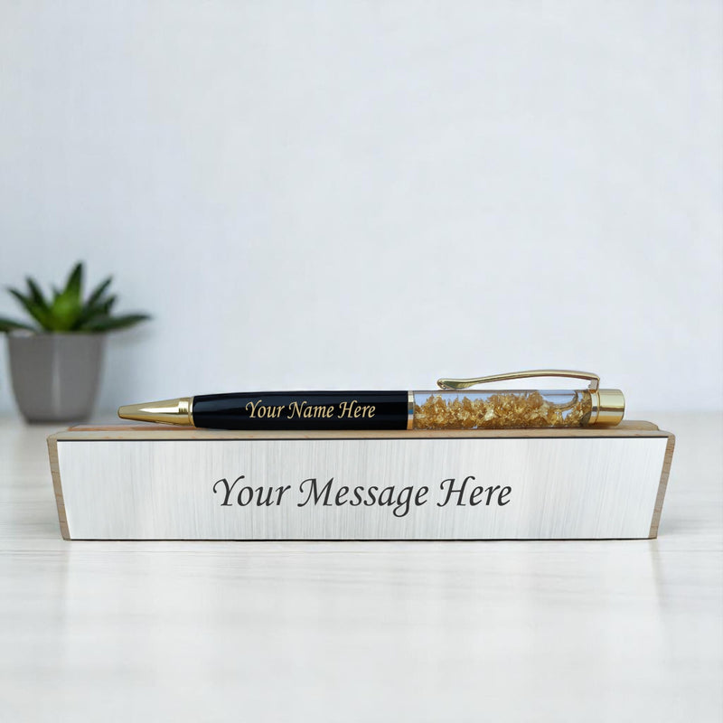 Personalized Pen with Name Engraved Pen and Message on Wooden Box