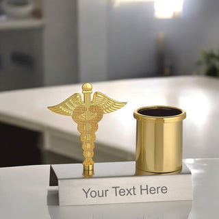 Custom Doctor Symbol Pen Stand with Engraved Name & Designation