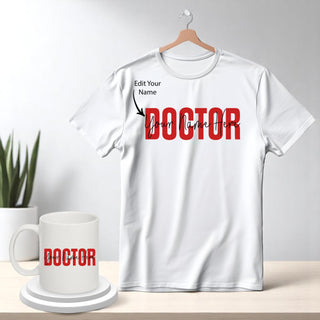 Personalized Doctor Gift Set – Custom Name Printed T-Shirt & Mug for Medical Professionals