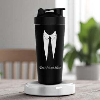 Water Bottle for Men With Name & Suit Design Engraved.